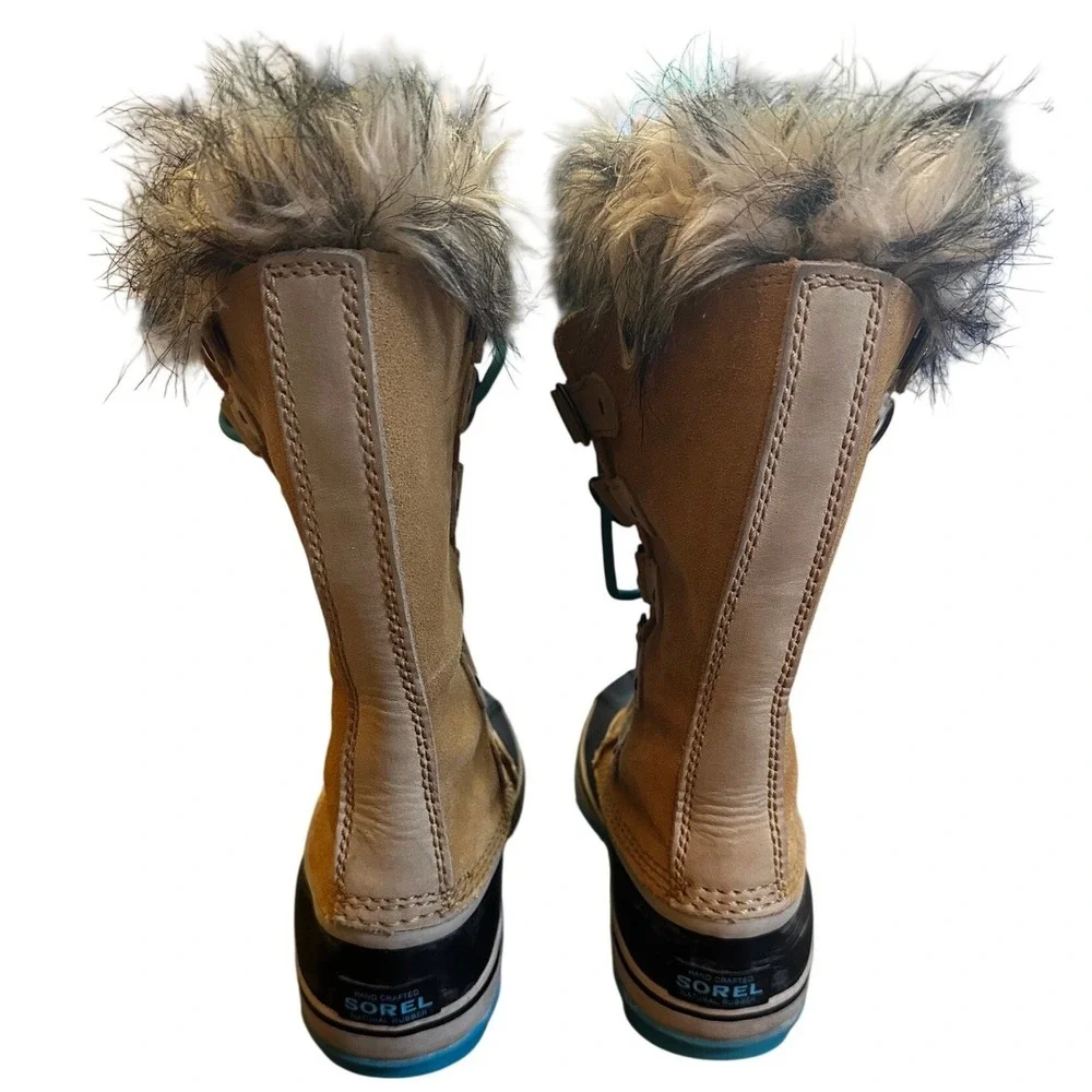 Sorel Tan Suede Joan of Arctic Faux Fur Snow Boots Women's 7